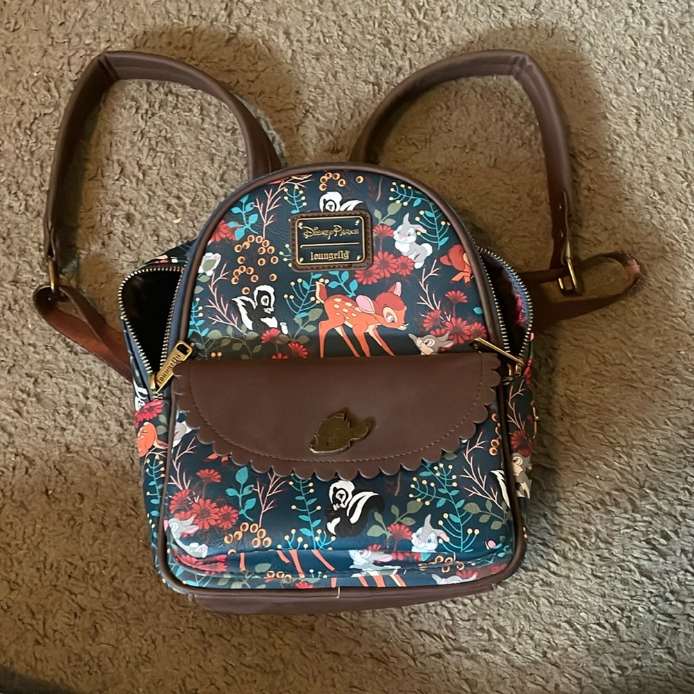 Disney Parks Bambi Loungefly Mini backpack. Very stylish designs of bambi.